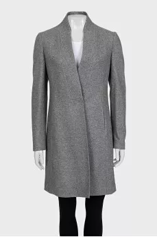 Gray coat with a stand-up collar