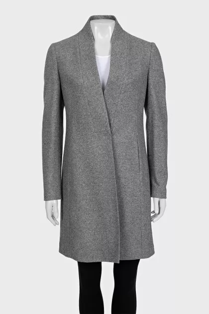 Gray coat with a stand-up collar