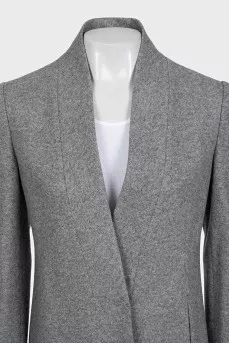 Gray coat with a stand-up collar