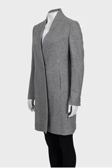 Gray coat with a stand-up collar