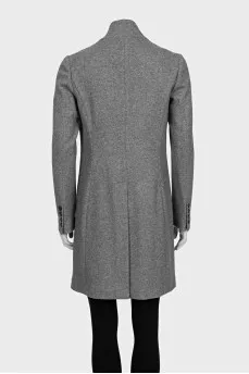 Gray coat with a stand-up collar