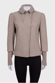 Cropped brown single-breasted coat
