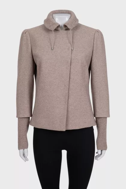 Cropped brown single-breasted coat