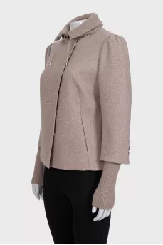 Cropped brown single-breasted coat