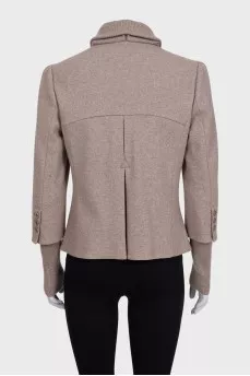 Cropped brown single-breasted coat