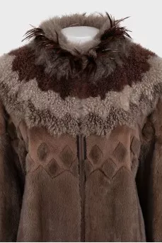 Mink coat with feathers