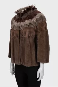 Mink coat with feathers