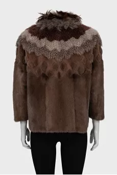 Mink coat with feathers