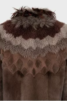 Mink coat with feathers