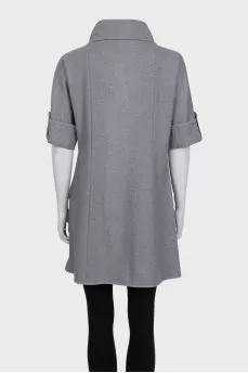 Gray short sleeve coat made of wool, cashmere and silk
