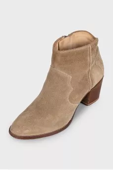 Suede Cossack boots with a zipper