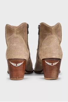 Suede Cossack boots with a zipper
