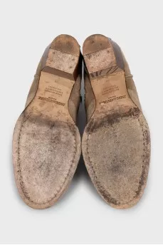 Suede Cossack boots with a zipper