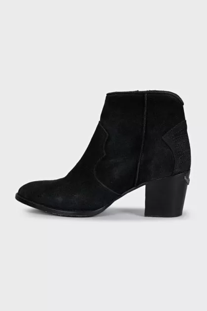 Molly Black Suede Ankle Boots