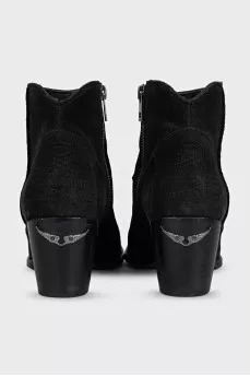 Molly Black Suede Ankle Boots