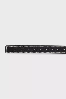 Black leather belt with silver decor
