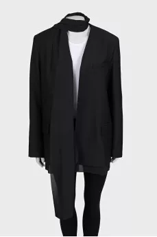 Black long jacket with ties