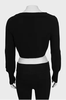 Cropped cashmere cardigan with buttons