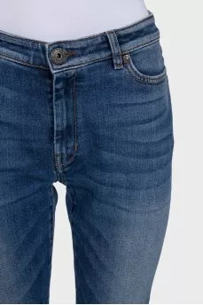 Blue high-waisted tapered jeans