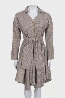 Fitted dress in a small check pattern