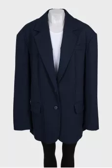 Long blue loose-fitting jacket