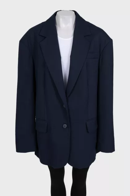 Long blue loose-fitting jacket