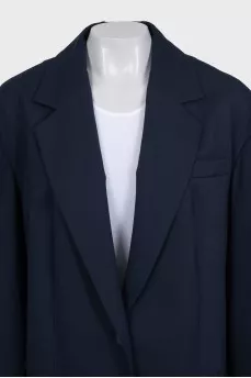 Long blue loose-fitting jacket
