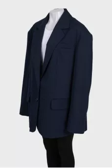 Long blue loose-fitting jacket