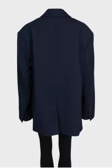 Long blue loose-fitting jacket