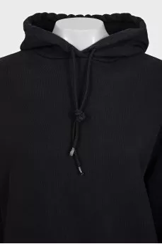Black loose-fitting hoodie with logo