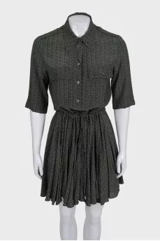 Fitted dress with signature print and buttons