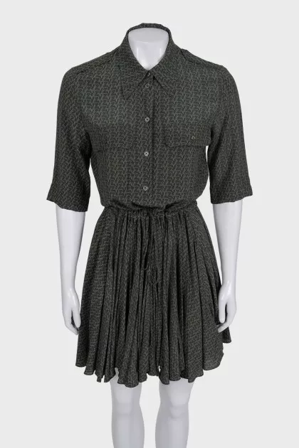 Fitted dress with signature print and buttons