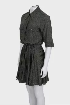 Fitted dress with signature print and buttons