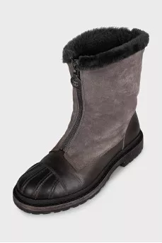 Brown leather and suede boots