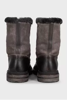 Brown leather and suede boots