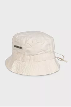 Panama hat with a silver logo