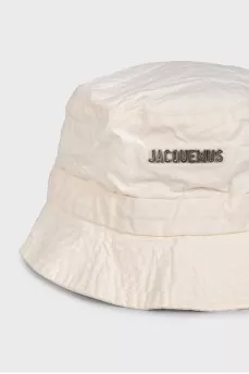 Panama hat with a silver logo