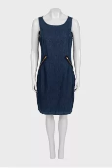 Blue denim sleeveless dress