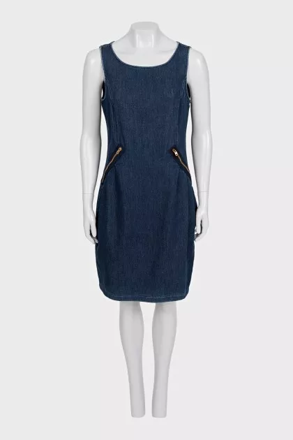 Blue denim sleeveless dress