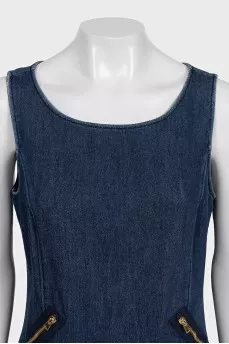 Blue denim sleeveless dress