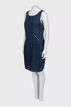 Blue denim sleeveless dress