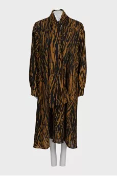 Long sleeve printed straight dress