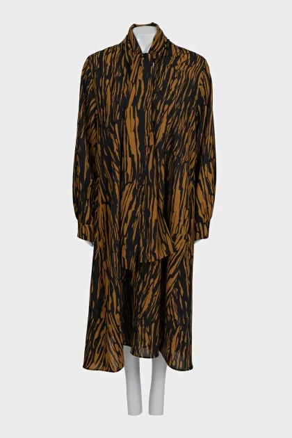 Long sleeve printed straight dress