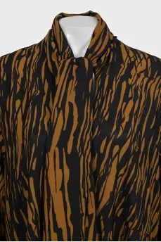 Long sleeve printed straight dress