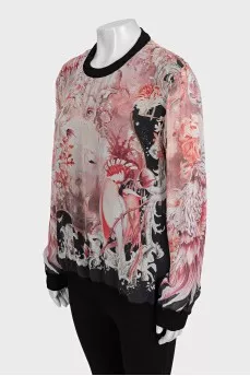 Translucent sweatshirt with print