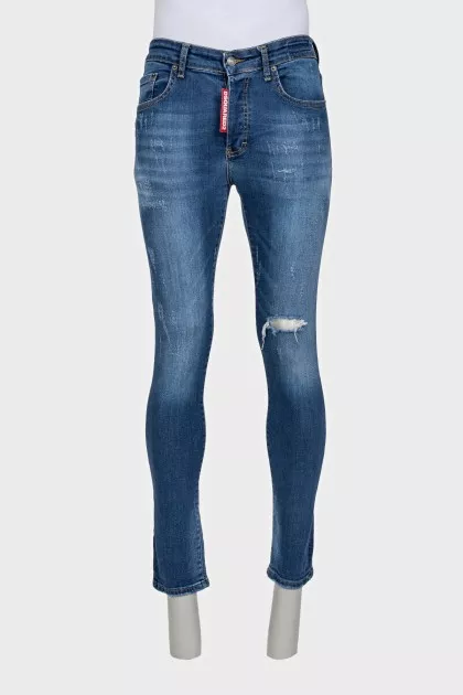 Men's blue ripped skinny jeans