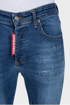 Men's blue ripped skinny jeans