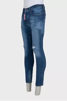 Men's blue ripped skinny jeans