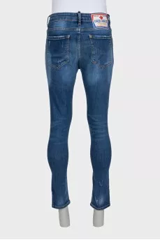 Men's blue ripped skinny jeans