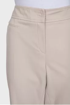 Beige straight-cut wool trousers